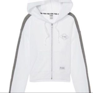 victoria secret pink grey and white zip up!